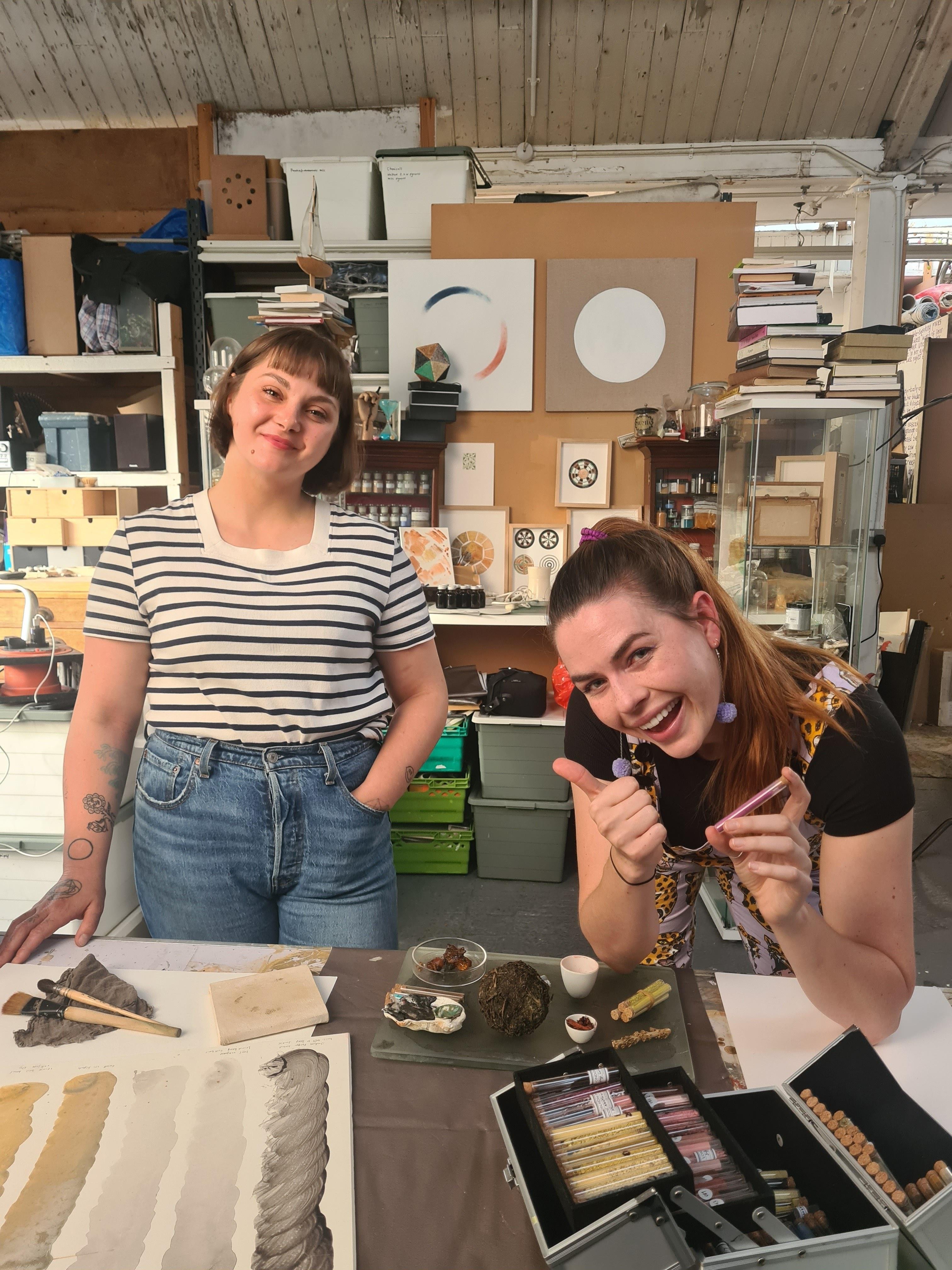 Learning about natural pigments in the artist’s studio with Lucy Mayes, artist & pigment maker.